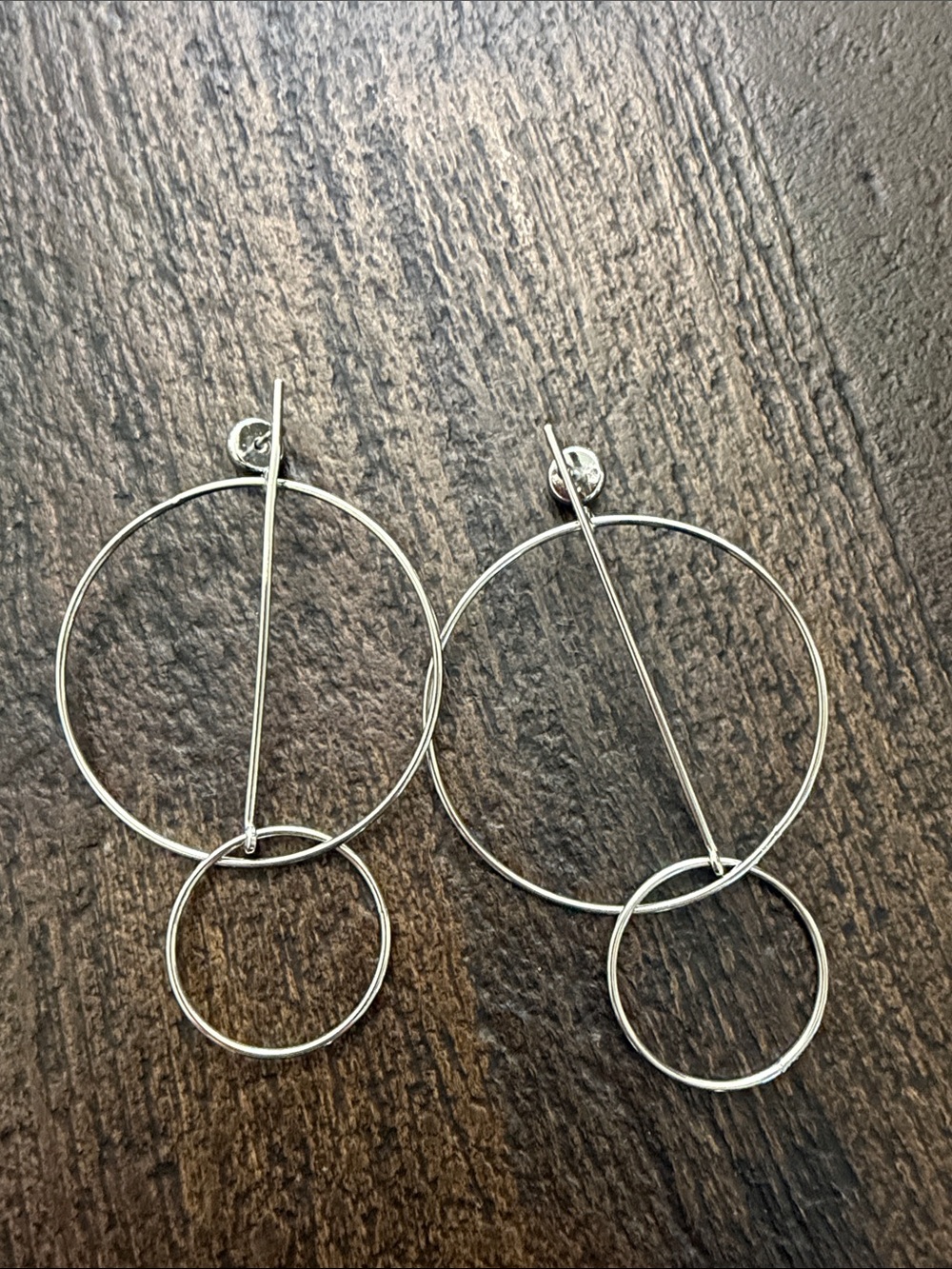 Evereve Silver Double Circle Drop Earrings
